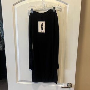 naked wardrobe Black Long Sleeve Shift Dress